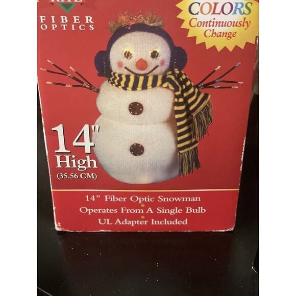 Vintage Christmas 14” Fiber Optic Snowman (Tested) Color Changing - Picture 6 of 6